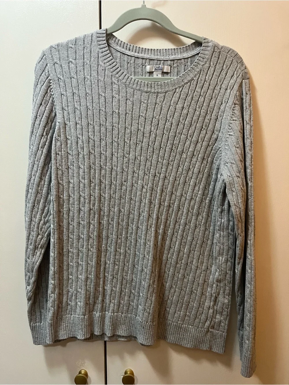 croft & barrow Light Heather Gray Cable Crewneck Sweater